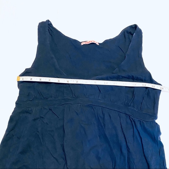 Velvet by Graham & Spencer Bubble Hem Navy Blue V-Neck Cotton Dress Women's S - Picture 6 of 10